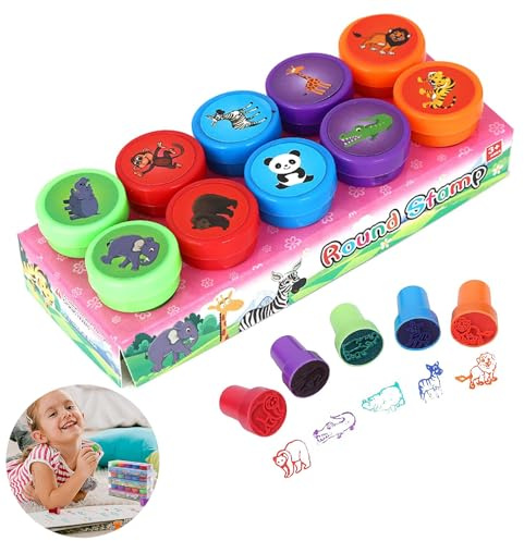 10 Stück Kleine Stempel Kinder, Stempelset Kinder, Kinder Stempelset, Dino Stempel, Stempelset Tiere, Für Kinder Weihnachten Party Mitgebsel Kindergeburtstag