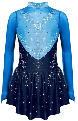 Lejafay Glänzendes Eiskunstlauf Kleid für Mädchen Tanzkleid Kürkleid Kleid für Rhythmische Sportartistik Ballettkostüm Tänzerin Kostüm