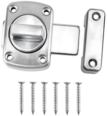 Stainless Steel Bathroom Door Lock with Rotating Bolt Mechanism for Enhanced Security on Various Door Types (Silver)