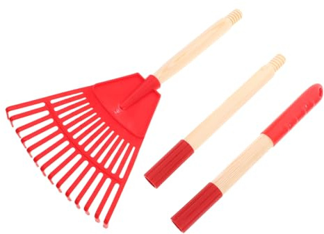 KOMBIUDA Rastrello per Plastica Sicura con Manico in Legno Staccabile Rastrello Ventaglio per Giardino Pulizia Foglie e Prato Attrezzo Versatile per Giardinaggio e Attività all