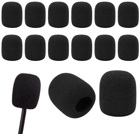16 Packs Headset Microphone Foam Cover,Foam Mic Cover Handheld Microphone Noise Filter Windscreen,Mini Windscreens Sponge Foam Covers Shield Protection New Job Gifts(Black)