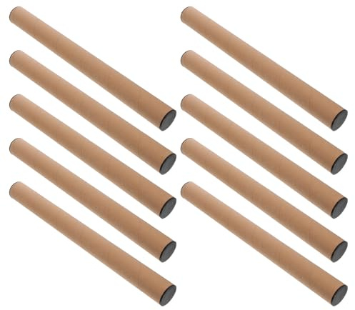 DIYEAH 10 piezas Tubos de Envío de Cartón Kraft con Tapas para Almacenaje y Transporte de Carteles y Documentos Cilindros Resistentes para Protección y Envío de Posters