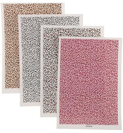 FONDOTIN Wasserlösliches Transferpapier Einfaches Auftragen 4 Stück mit Leopardenmuster für Polymerclay Ohrringe und Haarspangen für Handgemachte Schmuck und Partyaccessoires