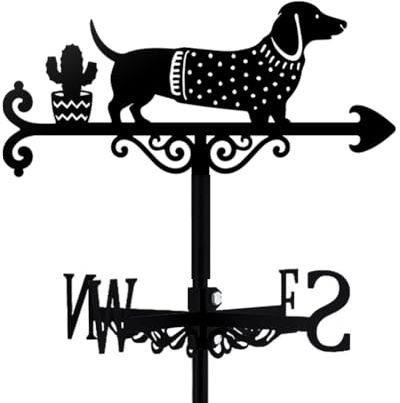 TNKBREEZE Dog Weather Vane Black Metal Wind Vanes Iron Animal Wind Direction Indicator for Garden Farmhouse Chicken Coop Shed Outdoor Wind Measuring Tool Weathervanes （Dachshund）