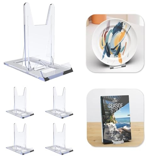 JCrunaway Acryl Ständer Kunststoff Tellerständer, 4 Stücke Verstellbare Buchständer Schallplattenständer Dekotellerhalter Aufsteller für Retro Handheld Spielkonsole Bilder CD Ständer