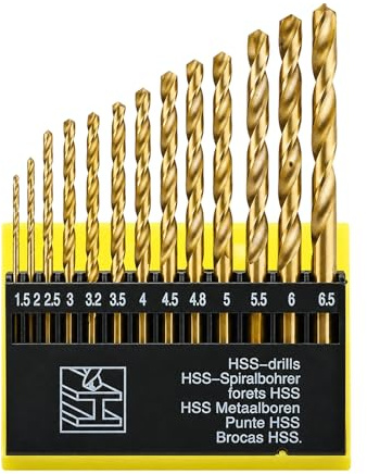 13PCS HSS Twist Drill Bit Set, M35 Cobalt Steel Titanium Coated Hex Drill Bit Set for Metal, Wood, Plastic, Heat Resistant Metal Drill Bits for Masonry Drill Bits Set, DIY and Professional Use