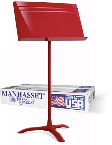 Manhasset Music Stand For Sheet Music - 48 Symphony Model - 4801RED - Long Lasting, Durable Manhasset Stand - Adjustable Height - 20 by 12