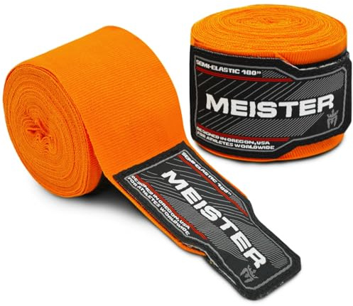 Meister vuxen 457 cm halvelastiska handomslag för MMA och boxning (par) – orange
