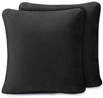 Amago Set di 2 Copricuscini, Effetto Cashmere, 50 x 50 cm - Nero