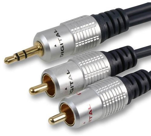 CableStop Prise jack auxiliaire stéréo 3,5 mm de qualité professionnelle vers câble 2 entrées audio RCA avec phono plaqué or 0,5 m, 1 m, 2 m, 3 m, 5 m, 10 m, 15 m, 20 mm 10 m doré