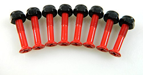 Blank 1.25 Inch Color Skateboard Mounting Hardware Screws (Red)