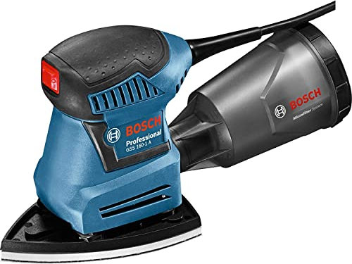Bosch Professional Orbital Sander GSS 160 Multi (240V, Hole punch, Screwdriver, Dust box incl. Microfilter, 3 x sanding sheet C470, Delta base plate, 2x Base plate, L-BOXX 136)