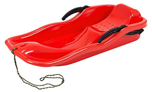 Kinderbob Schlitten „Race“ Rot – robuster Kunststoff-Rodel mit Bremsen & Zugseil – sicherer Schneeschlitten aus Polypropylen, Frost- & UV-beständig, ideal für Kinder ab 3 Jahren