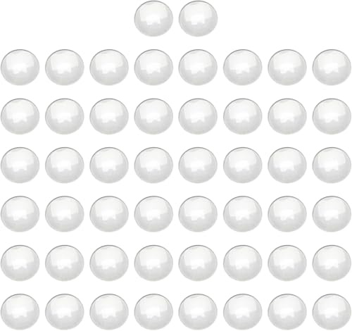 Dophee 50PCS Round Clear Glass Cabochons, Transparent Glass Cabochons 25mm Clear Round Decorative Pebbles for Jewellery Making Photo Pendant Necklaces Craft Earrings Keychain DIY