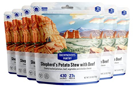 Backpacker's Pantry Shepherd's Potato Stew with Beef - Freeze Dried Backpacking & Camping Food - Notfallfutter - 27 Gramm Protein, glutenfrei - 6 Stück