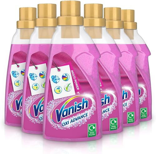 Vanish Gold Oxi Action Gel Fabric Stain Remover, 750ml | Removes stains, brightens colours & removes odours|Colour safe concentrated formula | 6 pack | 6 Bottles x 750ml (4.5L),package may vary