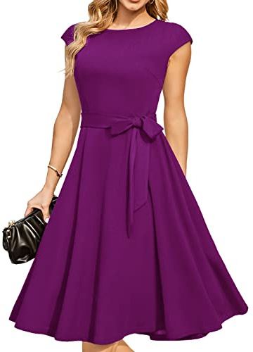 DRESSTELLS Cocktailkleid Damen Festliche Kleider 1950er Knielang Rockabilly Hochzeitkleid Swing Partykleid Vintage Petticoat Kleid