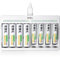 EBL 8 Slots AA AAA Battery Charger and 4 AA and 4 AAA Rechargeable Batteries - Individual Battery Charger with 5V 2A Fast Charging Function with Rechargeable Battery AA AAA Sets(New Battery Packaging)