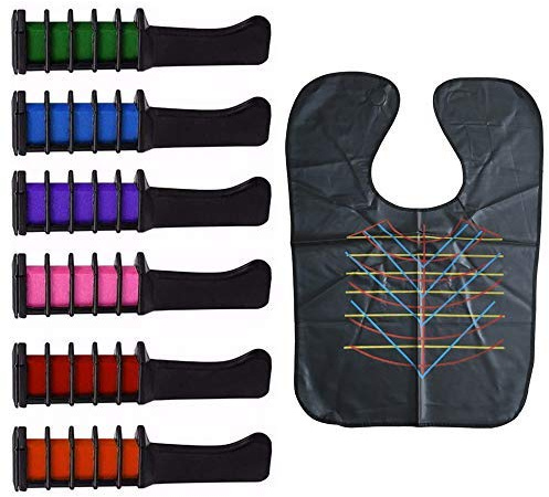 YMZ 6 Colors Mini Disposable Personal Salon Use Hair Dye Comb Professional Crayons For hair Color Chalk Hair Dyeing Tool(Contains hair shawl)