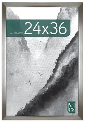 MCS Museum Poster Frame 24x36 Pewter, Vertical & Horizontal Wall Hanging Large Picture Frame for Photos, Posters & Art Prints (2-Pack)