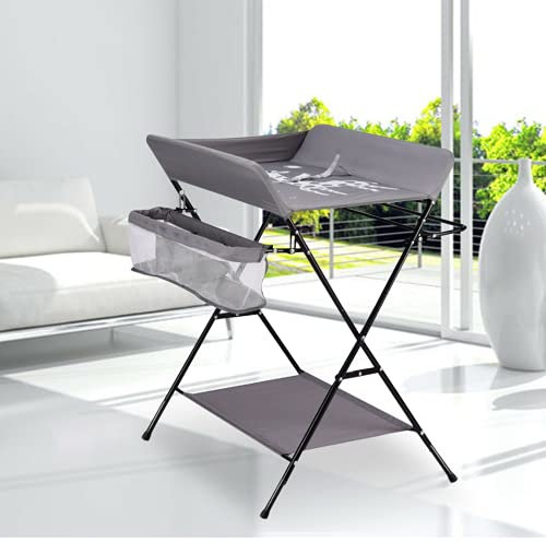 Wickelkommode Klappbar Badewanne Baby Wickeltisch Mobil Wickelkommode Wickelregal Mit Wickelauflage Sicherheitsgurt für Babys bis 12 Monate