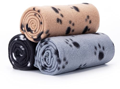 Nobleza 3 x Couverture en Peluche Douces Tapis pour Chien Chat Lavable, Tapis Chiens Chat Lapins et Autres Animaux de Compagnie, Plaid Polaire Animaux, 120 * 100 cm