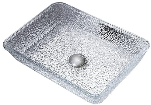 WRJAHCG Lavabo Rettangolare in Vetro lavabo da appoggio WC lavabo Design Colore Piscina,Trasparente