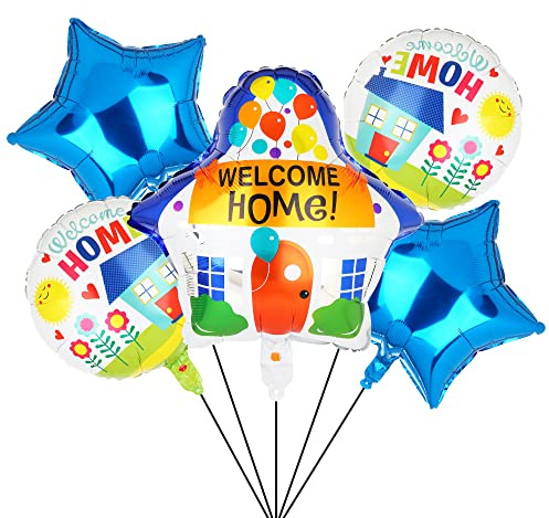 5 Stück Herzlich Willkommen Zuhause Luftballon Set Welcome Home Folienballon Einweihungsparty Hochzeit Geburtstag Helium Foil Ballons Party Deko