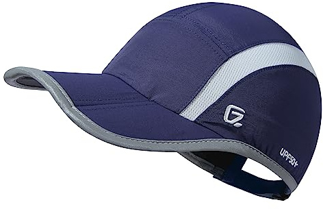 GADIEMKENSD Baseball Cap Nylon Running Cap Outdoor Sports Hat for Men Women Adjustable Quick Drying Reflective Foldable UPF50+ Breath Mesh Water Repellency Race Performance Lightweight Navy