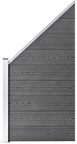 Festnight WPC Zaun-Set WPC Sichtschutzzaun Windschutz 1 abgeschrägtes Element WPC Zaun Zau nelement Set Zaun Gartenzaun Wpc Zaun Komplettset 95x(105-180) cm Grau