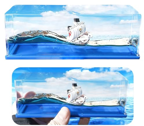 Tuzsocr Going Merry Schiff in Flasche, Acryl, unsinkbar | Sanftes Schaukeln der Flüssigkeit wirkt entspannend, ideal zum Stressabbau am Schreibtisch, dekorativ für Büro und Zuhause
