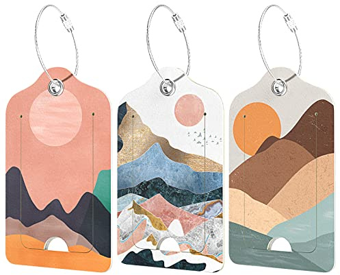 Hnogri 3 pièces Porte-étiquettes de bagage en PU pour voyage en avion, pour valises, croisières, avec rabat de confidentialité, étiquette ID pour femmes, hommes, bagages, sacs à main, sacs, sacs à dos