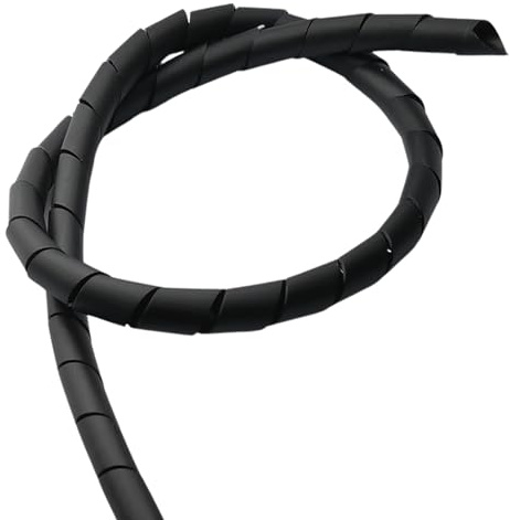 Flexible Kabelspirale Spiralband Kabelschlauch Bündelbereich Wickelschlauch (1 Meter - 6mm (4-50mm), Schwarz)