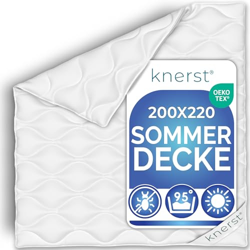 KNERST Sommerdecke 200x220, leichte Steppdecke, kühlend, Made in EU | Leichte Sommerdecke, dünne Bettdecke, atmungsaktiv, kühlend, waschbar, allergikergeeignet, Steppdecke, OEKO-TEX