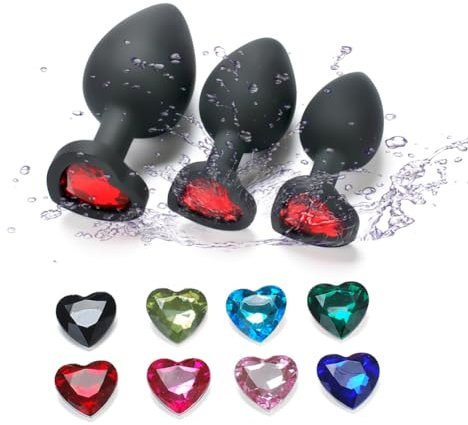 Tappi in silicone con gioielli rotondi in acrilico in diversi colori femmina e maschio kit di formazione strumenti di gioco S/M/L Plùg Anàlé Sèxtóysé Ànus Ṣēx ṭoys(Dark Purple-Gemstone colore è casual