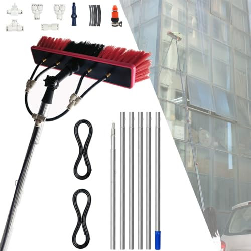 Morlinca Teleskop Waschbürste 3-9m, Waschbürste mit Teleskopstiel, 55cm Brush Head, Teleskopstange Fensterreinigung zur Reinigung von Solaranlage Terrassendach PV Anlage Reinigung (55cm,4m/13ft)