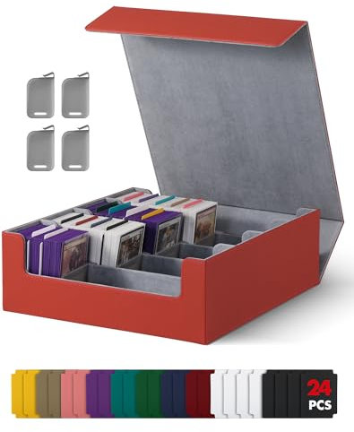 UAONO Kartenaufbewahrungsbox für Trading Cards, 2400+ MTG Commander Deck Box mit 24pcs bunten Teilern, Kartenetui passend für Magic TCG PTCG Spielkarten(Rot)
