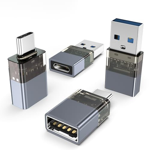 Basesailor Adaptador USB 3.0 4Pack para iPhone 17 16 Pro,Tipo C Hembra a USB A Macho con Thunderbolt 4 OTG Cable Cargador Conversor para Apple 15 14 13,iPad Air Mini,Mac,Samsung S25 S24 Ultra A55 A54