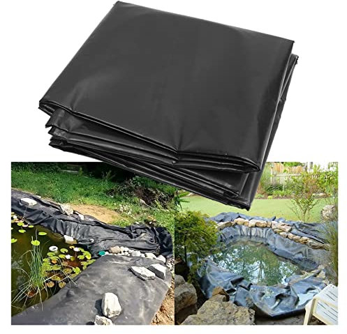 Strapazierfähige Teichfolie mit Unterlage, 0,2 mm dick, für Gartenteich, Wasserfall, Schwarz, Größe 1 x 10 m, 5 m x 5 m