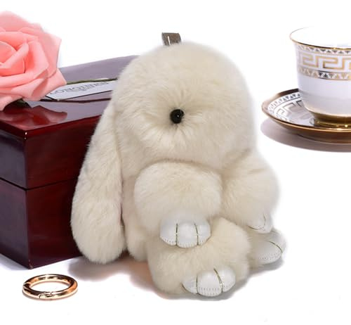 Blausky Schlüsselanhänger Hase,Niedlich Hasen Anhänger,Plüsch Kaninchen Schlüsselband,Schlüsselanhänger Plüsch,Taschenanhänger Geeignet als Geschenke für Frauen,Freundin,Kollegen,18 cm,Beige