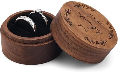 WERPEKA Wooden Ring Box for Wedding Ceremony Ring Bearer Box, Engagement Ring Holder Gift for Anniversaries Day, Ring Storage Box Engagement Gift