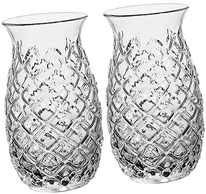 PAMINGONO Lot De 2 Verres à Ananas Incassables Pour Bière Jus Cocktails Bar Design Élégant En Relief