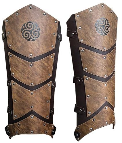 MDFCZXP Mittelalterliche Steampunk Beinschützer Stiefelüberzieher, doppelseitige Beingamaschen aus mattem Wildleder Überschuhe,Braun,41cm