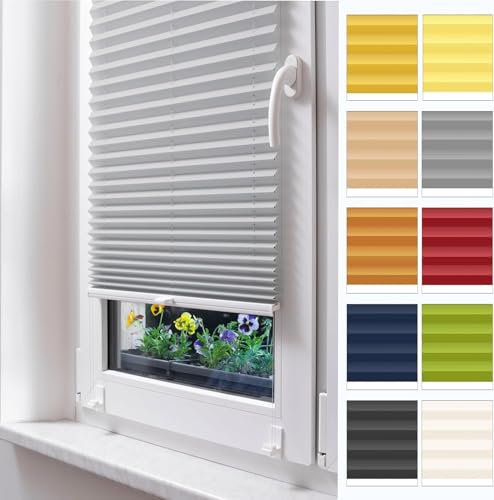 STUZA® Plissee Blickdicht 100% ohne Bohren zum Kleben (Höhe von 50 cm bis 149 cm)