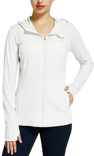 WILLIT Veste de course pour femme - Manches longues - Protection solaire - Sweat à capuche UV - UPF 50 - Veste légère - Yoga - Fitness - Sport - Randonnée - Avec poches, gris, 3XL