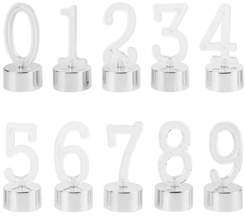 Cabilock Velas De CumpleañOs con Luz Led 10 Piezas NúMeros Decorativos Plateados Sin Humo para Fiestas Y Celebraciones Seguras Y Ambientales