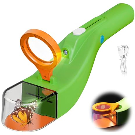 Insektenfänger Lebend, Insektenfänger mit LED-Licht und Lupe, Insekten Spinnenfänger, Insektensauger Kinder, Bug Catcher für Schmetterlinge, Käfer und Spinnen
