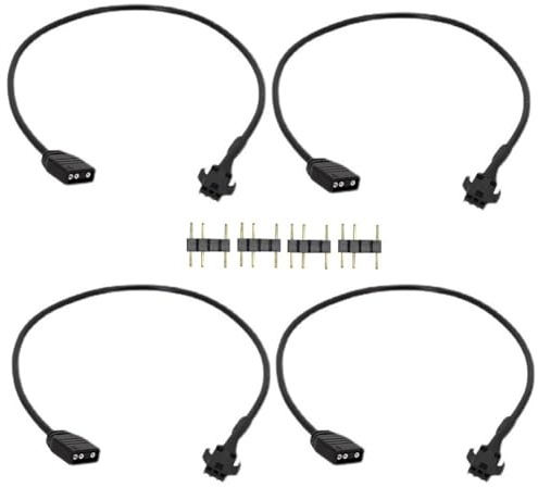 Diheohg 4 x 5V 3 Pin RGB Extension Cable to ARGB SM 3 Pin Connector Addressable Adapter Cable for RGB Fan PC LED Strip