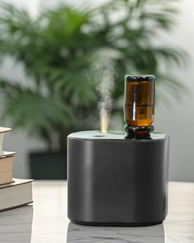 Wasserloser Diffuser für ätherische öle,Aroma Diffuser Kabellos mit Akku,Mini Auto Diffuser mit 10ml Weißtee Öle,3 Modus,Zyklische Duftverbreitung,100 m²Reichweite für Wohnung/Home/Office,schwarz