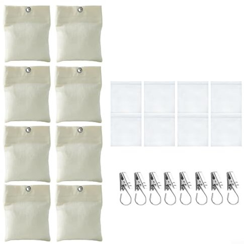 MeevrgR Juego de 8 bolsas de arena para cortinas de exterior de 15 onzas con bolsa de polietileno y clip, tela de lona gruesa resistente al desgaste, cierre autoadhesivo, bolsas de peso para jardín